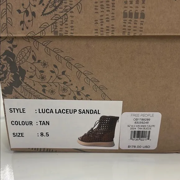 Free People Luca Laceup Sandals Tan Size 8.5
