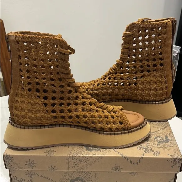 Free People Luca Laceup Sandals Tan Size 8.5