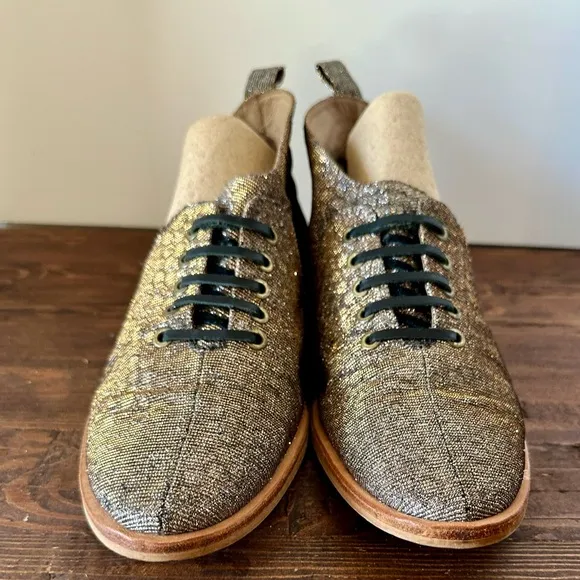Free People Lucca Oxford Slip On Metallic Shoes Size 39 US 8.5-9