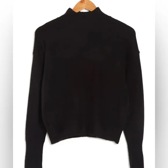 FREE PEOPLE Mock Neck Black 100% Angora Sweater Sz XS - NWT
