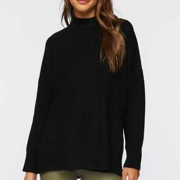 FREE PEOPLE Mock Neck Black 100% Angora Sweater Sz XS - NWT