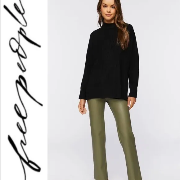 FREE PEOPLE Mock Neck Black 100% Angora Sweater Sz XS - NWT