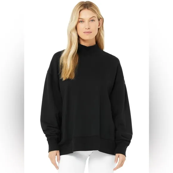 FREE PEOPLE Mock Neck Black 100% Angora Sweater Sz XS - NWT