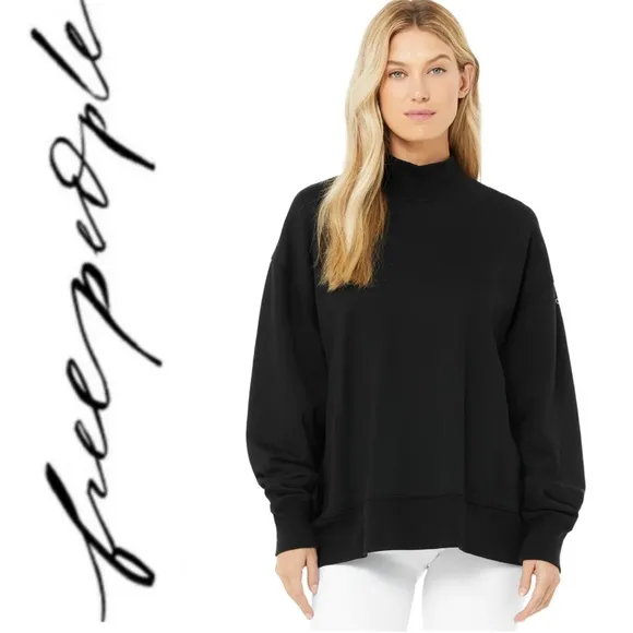 FREE PEOPLE Mock Neck Black 100% Angora Sweater Sz XS - NWT