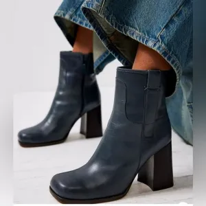 Free People Naomi Ankle Heel Boot Leather - Size 10