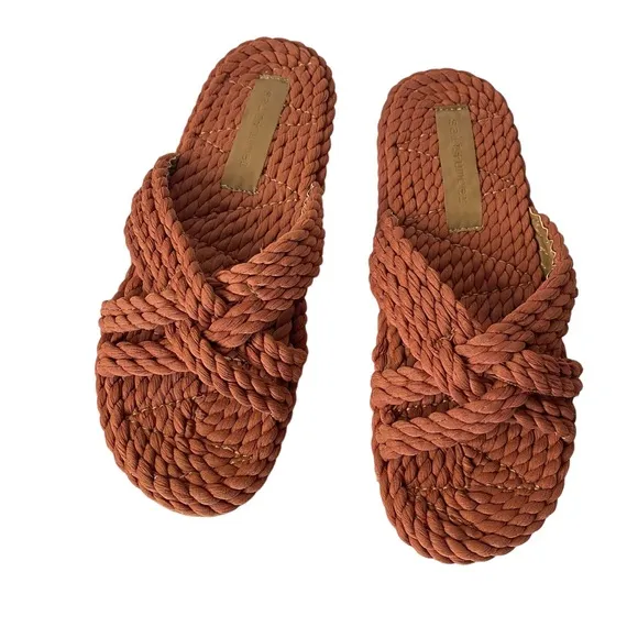 Free people Salt   Umber Woven Slide Braided Sandals Size 7