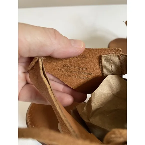 Free People Sandals Women Size 8.5 Destino Brown Woven Leather Flats Lace-Up
