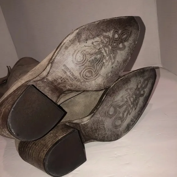 Free People Stone Suede Extra Slouchy Western Cowboy Boots Shoes sz 9/39