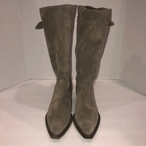 Free People Stone Suede Extra Slouchy Western Cowboy Boots Shoes sz 9/39