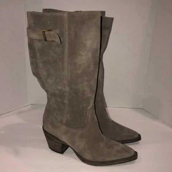 Free People Stone Suede Extra Slouchy Western Cowboy Boots Shoes sz 9/39