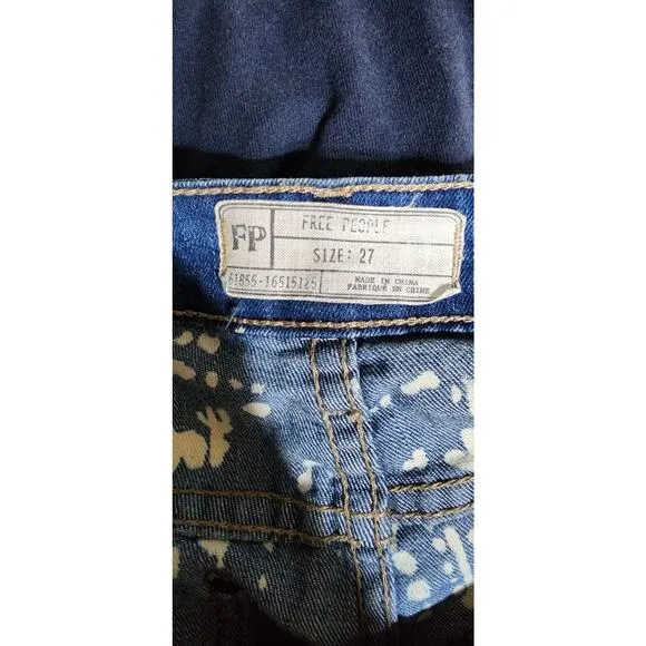 Free People Stripe Bali Flare Stretch Jean Women’s Blue Sz 27 Garage-Color Halo