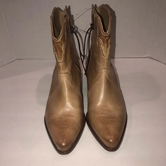 Free People Tan Leather New Frontier Western Cowboy Booties Boots Shoes 8/38