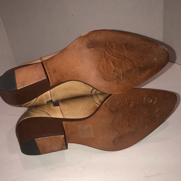 Free People Tan Leather New Frontier Western Cowboy Booties Boots Shoes 8/38