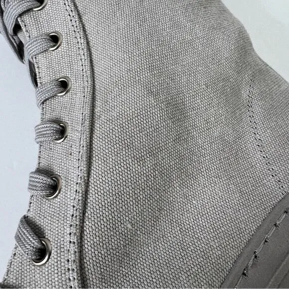Free People The Camp Out Canvas Combat Boots In Dove Grey Size 41