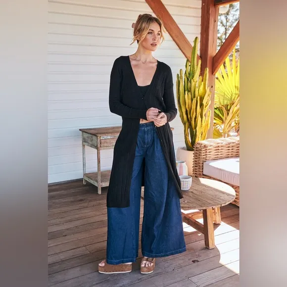 Free People We The Free Equinox Wide Leg Denim Trousers