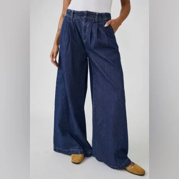 Free People We The Free Equinox Wide Leg Denim Trousers