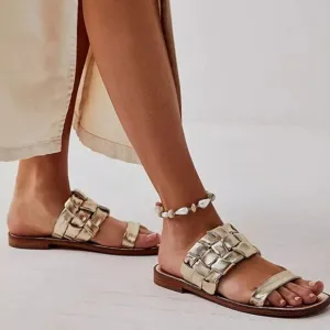 FREE PEOPLE Woven River Sandals / Platina Gold