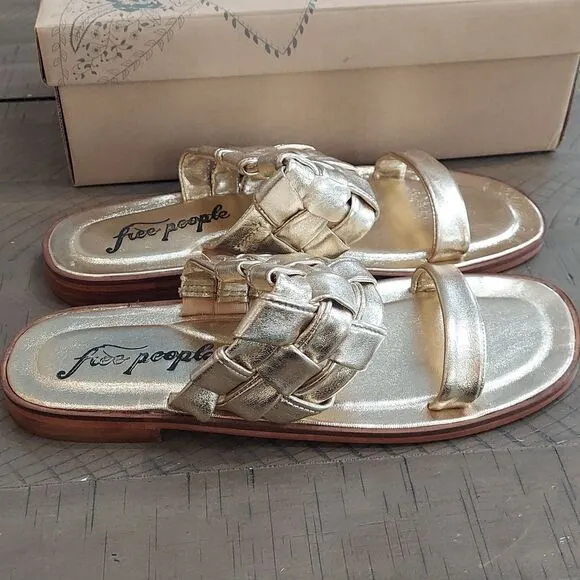 FREE PEOPLE Woven River Sandals / Platina Gold