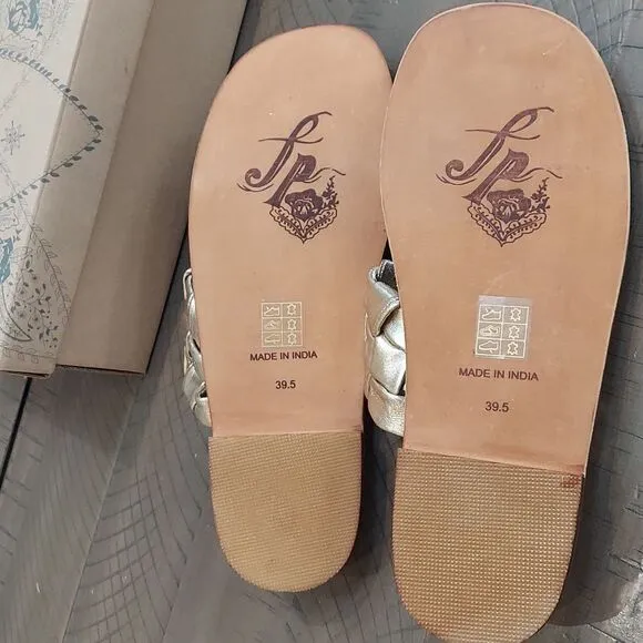 FREE PEOPLE Woven River Sandals / Platina Gold