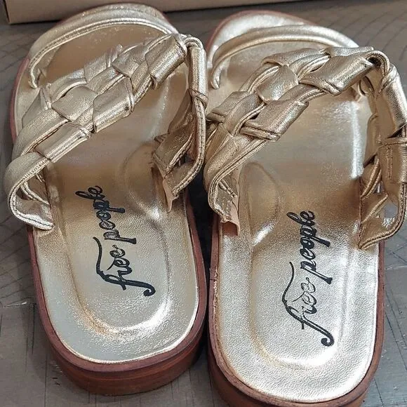FREE PEOPLE Woven River Sandals / Platina Gold