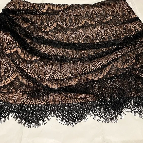 Free People Zoey Lace Mini Skirt in Black Combo size 12 NWT