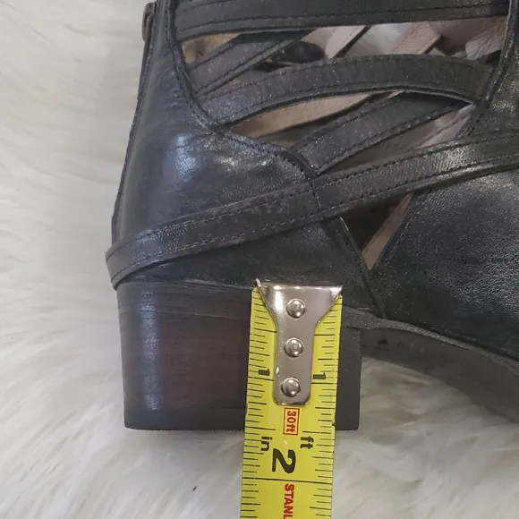 Freebird Black Leather Ankle Boots with Buckle Straps