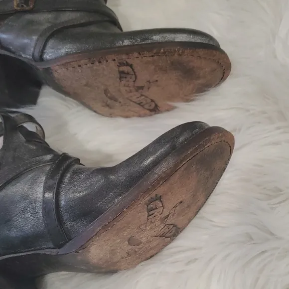 Freebird Black Leather Ankle Boots with Buckle Straps