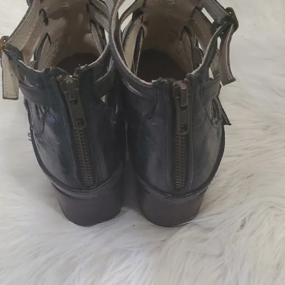 Freebird Black Leather Ankle Boots with Buckle Straps