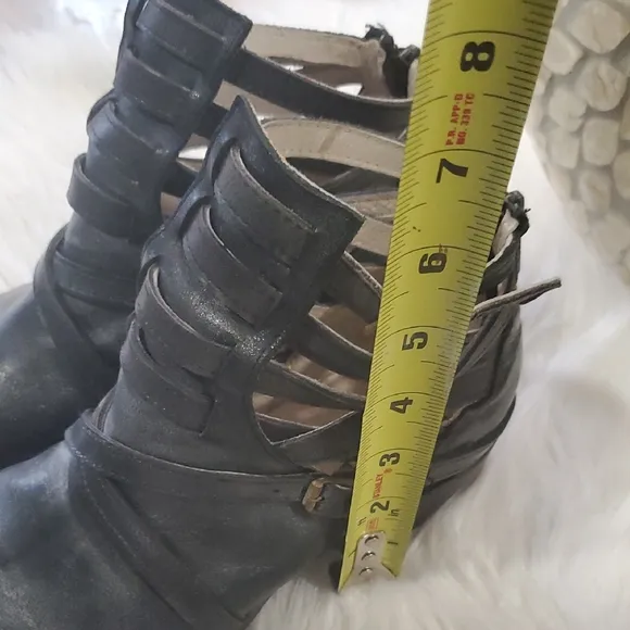 Freebird Black Leather Ankle Boots with Buckle Straps