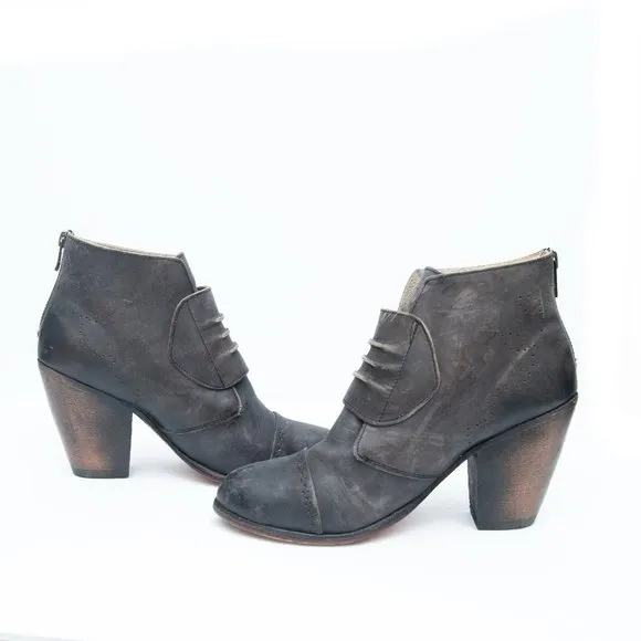 Freebird Charcoal Colored Heeled &quot;Malbec&quot; Leather Booties