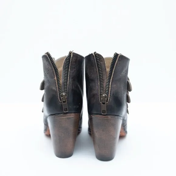Freebird Charcoal Colored Heeled &quot;Malbec&quot; Leather Booties