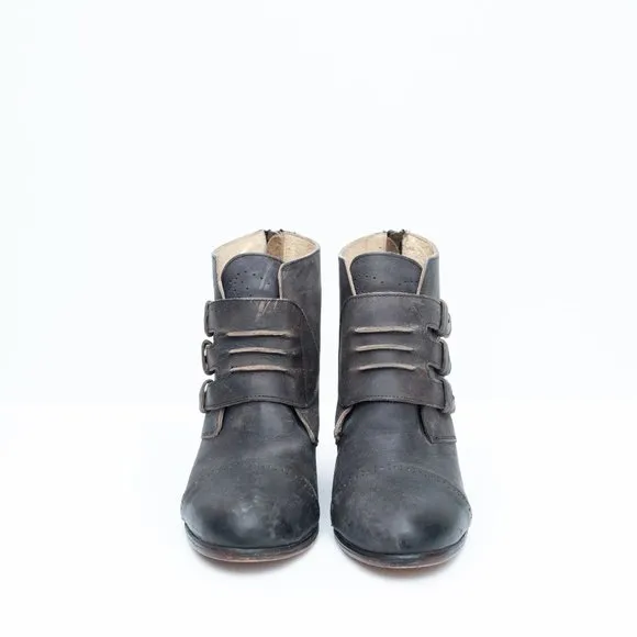Freebird Charcoal Colored Heeled &quot;Malbec&quot; Leather Booties