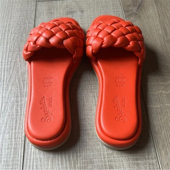 Free People Seychelles Wilma Woven Sandals Flat Slides Deep Orange US 6 NWOB