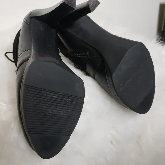 French Connection Sarina Lace Up Bootie Leather Ankle Padded Boots Mobwife Gloss