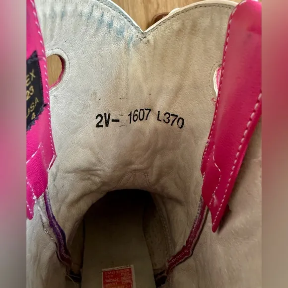 Frontex Mexican boots pink with floral embroidery cowgirl western Size 4 EUC