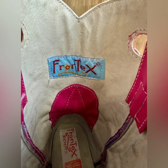Frontex Mexican boots pink with floral embroidery cowgirl western Size 4 EUC