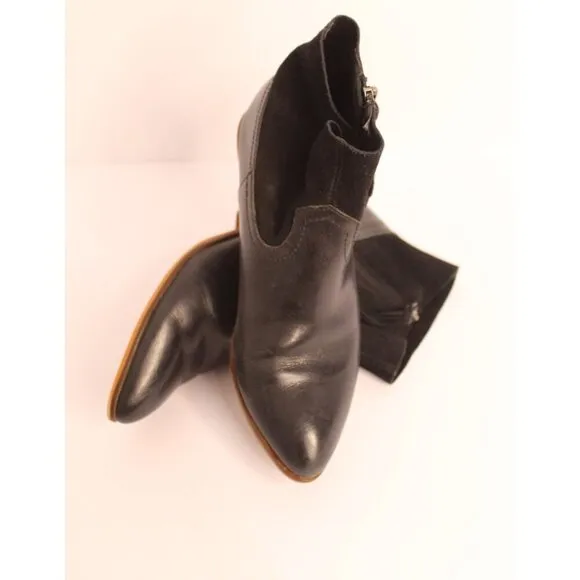 Frye and Co. Women's 9 Black Suede &amp; Leather Rubie Zip Ankle Boots