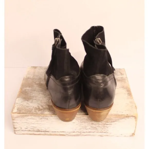 Frye and Co. Women's 9 Black Suede &amp; Leather Rubie Zip Ankle Boots