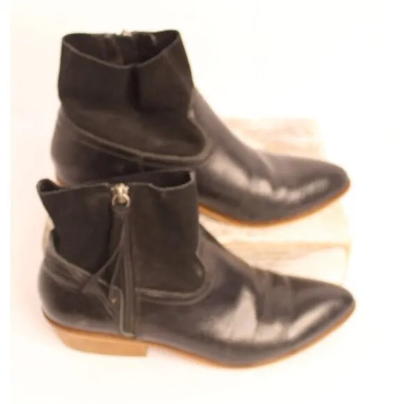 Frye and Co. Women's 9 Black Suede &amp; Leather Rubie Zip Ankle Boots