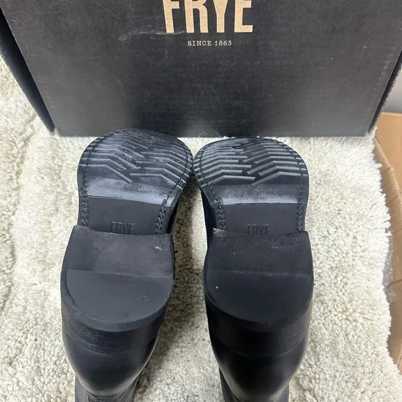 Frye Black Leather Studded Ankle Boots