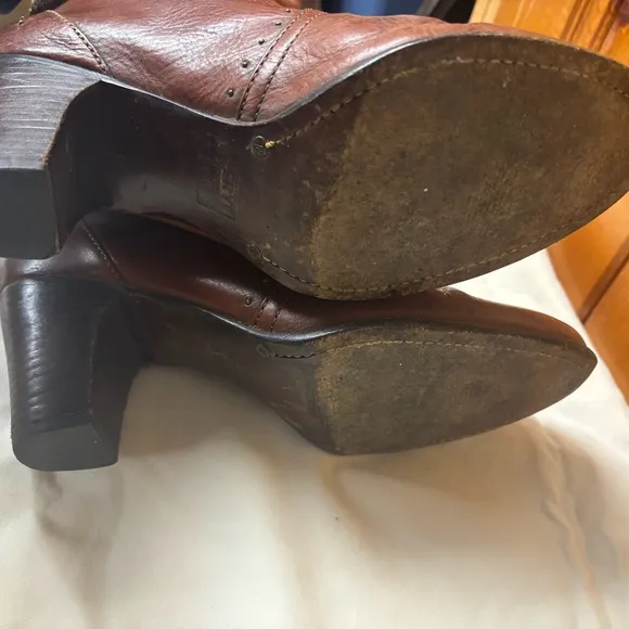 Frye Brown Heeled Boots Classic Leather
