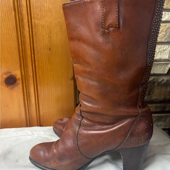 Frye Brown Heeled Boots Classic Leather
