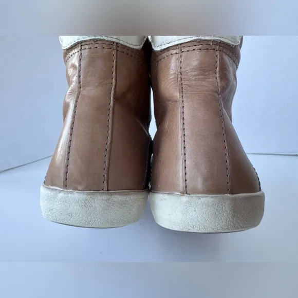 Frye Dylan Lace Up Tan Leather High Top Sneakers Shoes Women’s Size 7