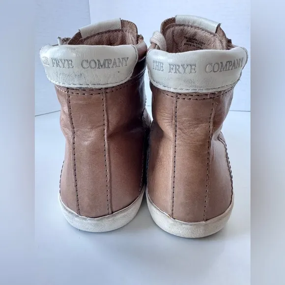 Frye Dylan Lace Up Tan Leather High Top Sneakers Shoes Women’s Size 7