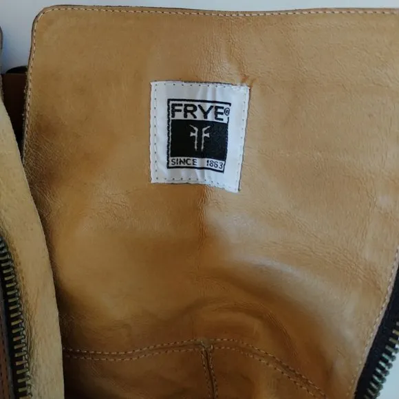 Frye Fiona Stitch Leather Midcalf Boots Buckle Design SZ 7B