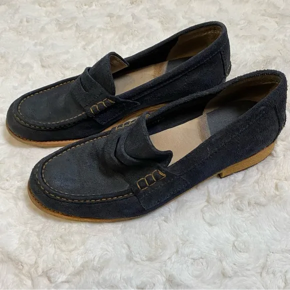 Frye Greg Men’s Classic Penny Loafer Dark Grey Rough Leather Shoes Size 12