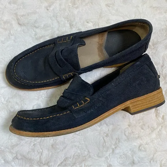Frye Greg Men’s Classic Penny Loafer Dark Grey Rough Leather Shoes Size 12