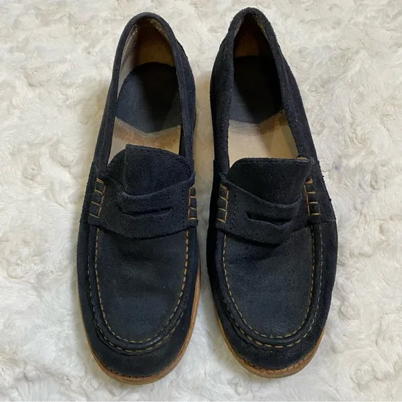 Frye Greg Men’s Classic Penny Loafer Dark Grey Rough Leather Shoes Size 12