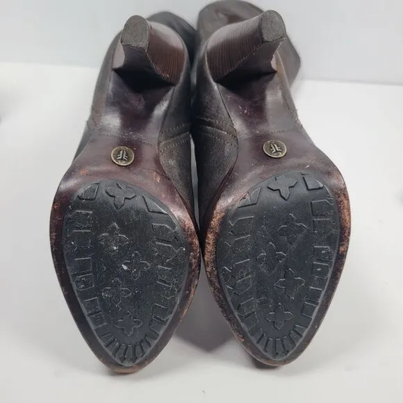 Frye Harlow Campus Women's Charcoal/Black High Heel Tall Boots 77343 US Size 6M