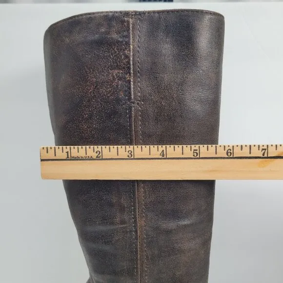 Frye Harlow Campus Women's Charcoal/Black High Heel Tall Boots 77343 US Size 6M